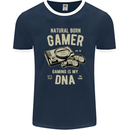 Natural Born Gamer Funny Gaming Mens Ringer T-Shirt FotL Navy Blue/White