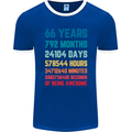 66th Birthday 66 Year Old Mens Ringer T-Shirt FotL Royal Blue/White