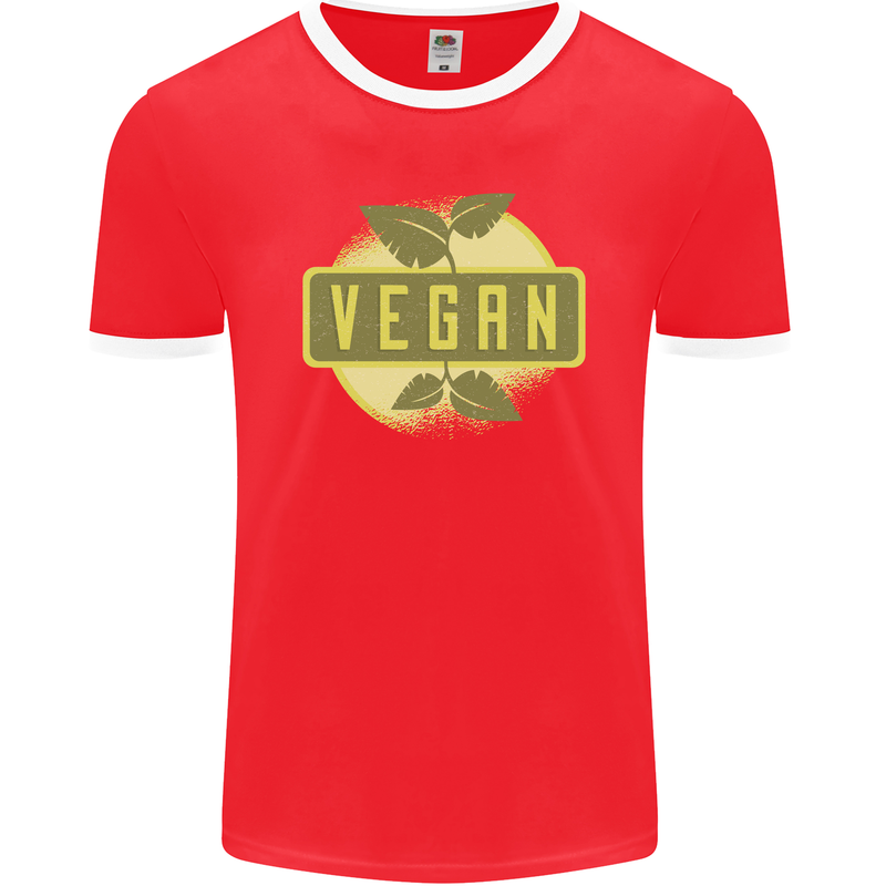 Vegan Mens Ringer T-Shirt FotL Red/White