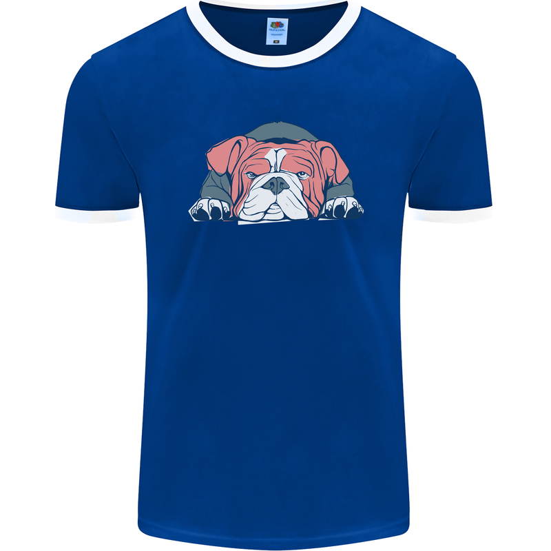 Dogs English Bulldog Mens Ringer T-Shirt FotL Royal Blue/White