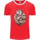Bulldog Gym Bodybuilding Training Top Mens White Ringer T-Shirt Red/White