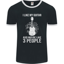 I Like My Guitar and 3 People Rock n Roll Mens Ringer T-Shirt FotL Black/White