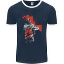 St Georges Day Knights Templar Crusader Mens Ringer T-Shirt FotL Navy Blue/White