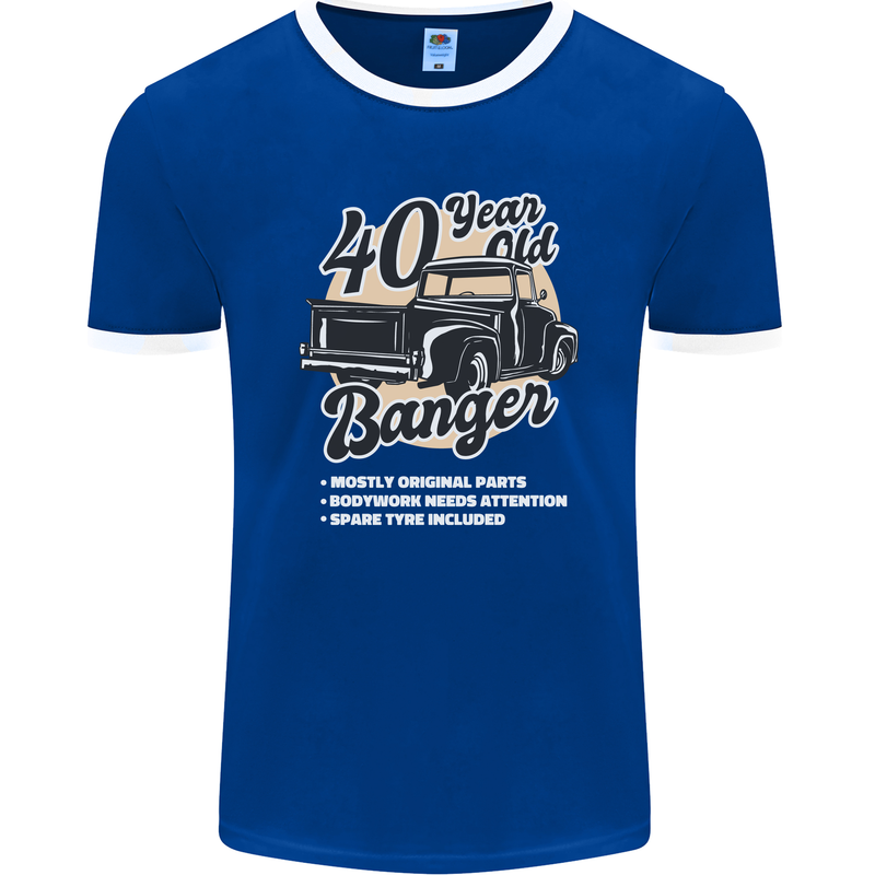 40 Year Old Banger Birthday 40th Year Old Mens Ringer T-Shirt FotL Royal Blue/White