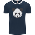 A Panda Bear Face Mens Ringer T-Shirt FotL Navy Blue/White