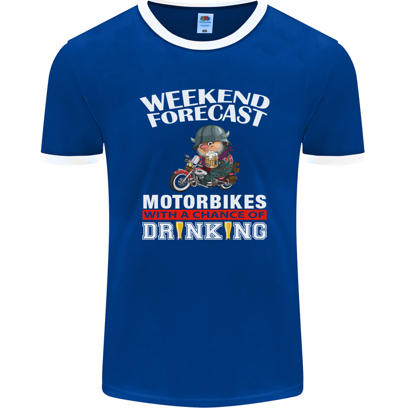 Weekend Forecast Motorbikes Mens Ringer T-Shirt FotL Royal Blue/White