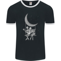 Skeletons On the Moon Playing Guitar Mens Ringer T-Shirt FotL Black/White