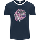 Breast Cancer Awareness Witch Halloween Mens Ringer T-Shirt FotL Navy Blue/White