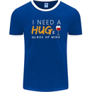 I Need a Huge Glass of Red Wine Funny Mens Ringer T-Shirt FotL Royal Blue/White