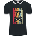 77th Birthday 77 Year Old Level Up Gamming Mens Ringer T-Shirt FotL Black/White