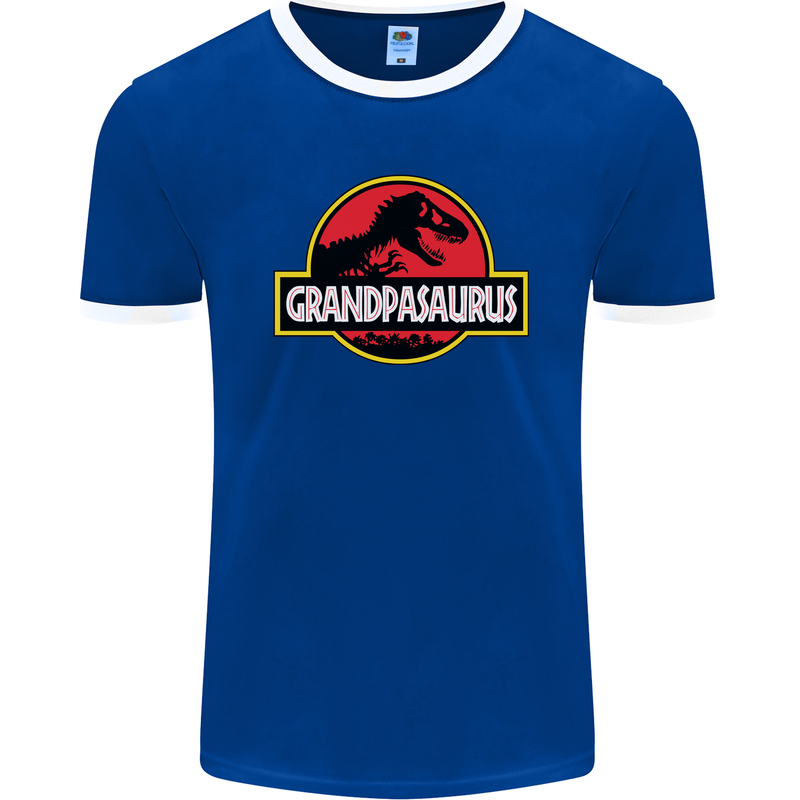 Grandpasaurus Funny Grandpa Grandad Mens Ringer T-Shirt FotL Royal Blue/White