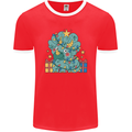 Dinosaur Triceratops Funny Christmas Tree Mens Ringer T-Shirt FotL Red/White