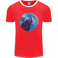 A Howling Wolf Full Moon Werewolves Mens Ringer T-Shirt FotL Red/White