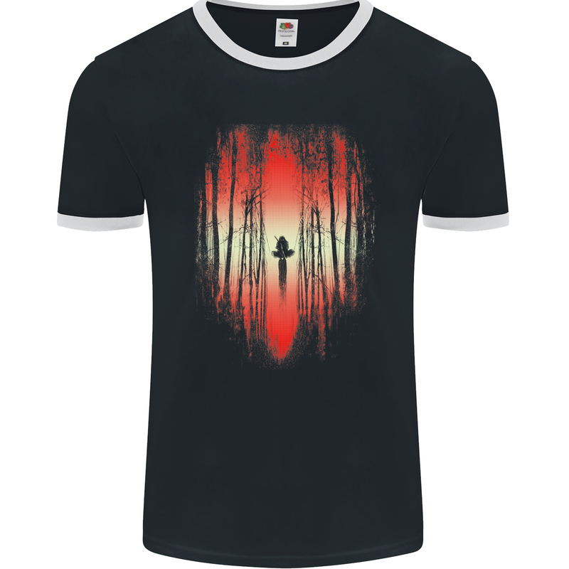 Ninja Landscape Martial Arts MMA Samurai Mens Ringer T-Shirt FotL Black/White
