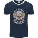 Don't Mess With the Chef Cooking Skull Mens Ringer T-Shirt FotL Navy Blue/White