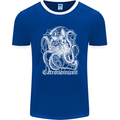 Catronomicon Devil Octopus Cat Mythology Mens Ringer T-Shirt FotL Royal Blue/White