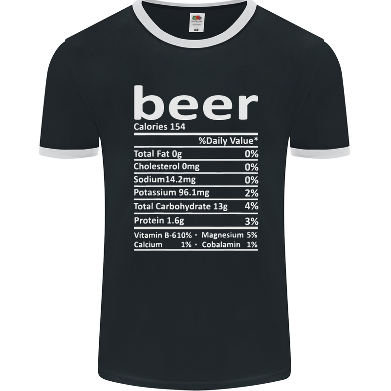 Funny Beer Nutritional Facts Alcohol Mens Ringer T-Shirt FotL Black/White