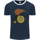 Funny Cycling Kiwi Bicycle Bike Mens Ringer T-Shirt FotL Navy Blue/White