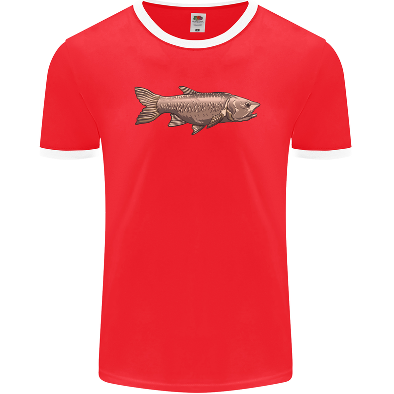 A Bolan Fish Fishing Fisherman Mens Ringer T-Shirt FotL Red/White