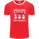 Christmas Chilling With My Snowmies Funny Mens Ringer T-Shirt FotL Red/White