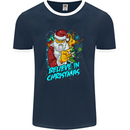 Believe in Christmas Funny Santa Xmas Mens Ringer T-Shirt FotL Navy Blue/White