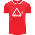 F#ck It Funny Offensive Road Worker Navvy Mens Ringer T-Shirt FotL Red/White