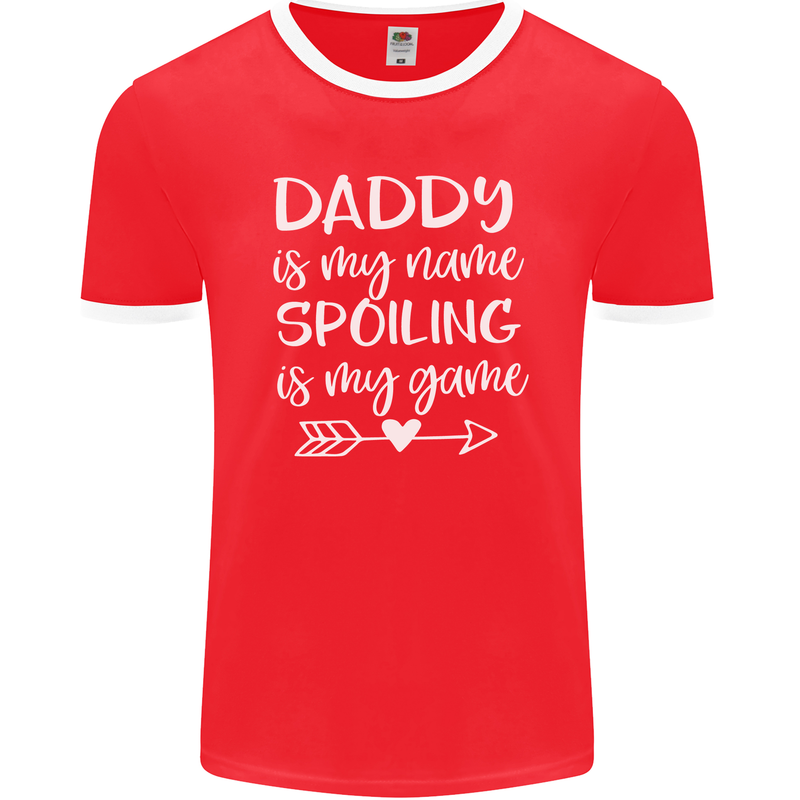 Father's Day Daddy Is My Name Funny Dad Mens Ringer T-Shirt FotL Red/White