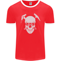Rock Climbing Skull Mountain Climber Mens Ringer T-Shirt FotL Red/White