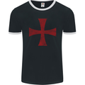 Knights Templar Cross Fancy Dress Outfit Mens Ringer T-Shirt FotL Black/White