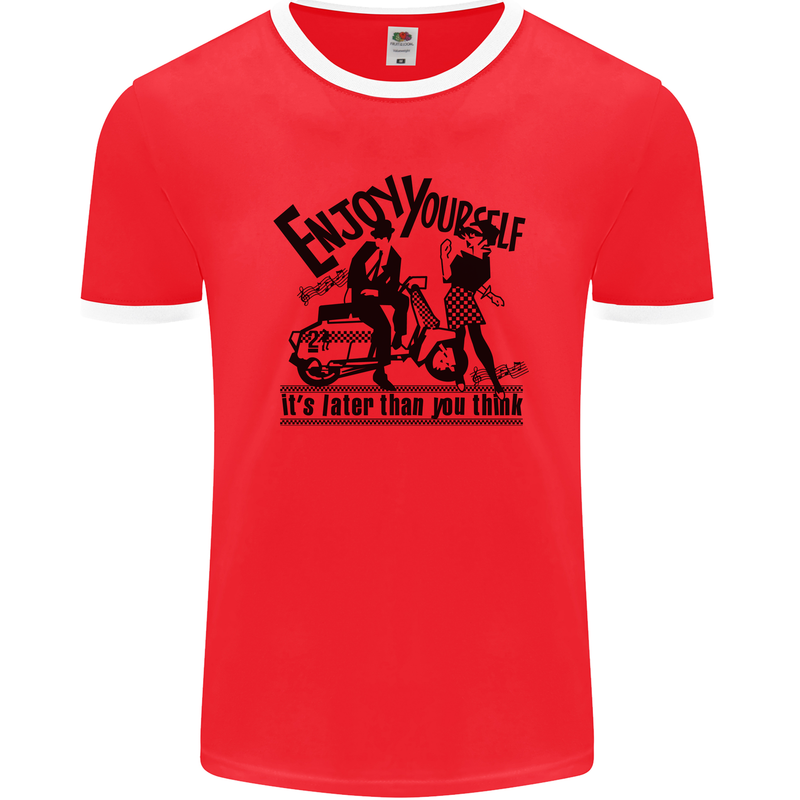 2Tone Enjoy Yourself 2 Tone SKA Music Mens Ringer T-Shirt FotL Red/White