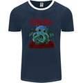 Cathulhu Funny Cat Cthulhu Parody Kraken Mens Ringer T-Shirt FotL Navy Blue/White