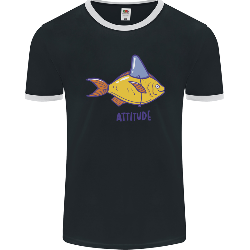 Goldfish Atitude Great White Shark Wannabe Mens Ringer T-Shirt FotL Black/White