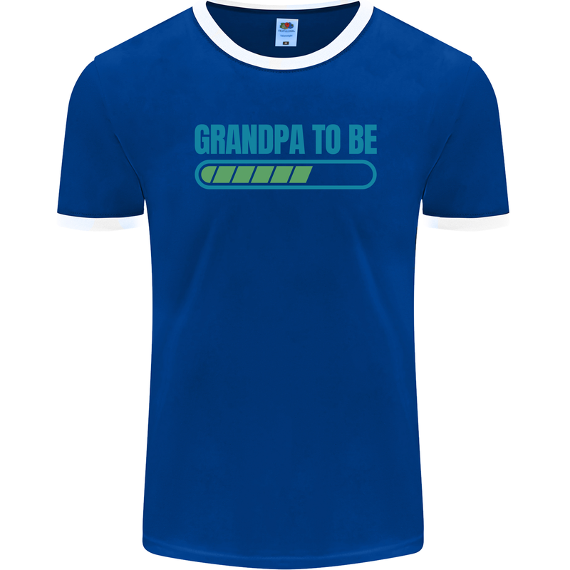 Grandpa to Be Funny New Baby Birth Mens Ringer T-Shirt FotL Royal Blue/White