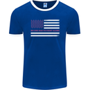 Breast Cancer Awareness USA Flag Mens Ringer T-Shirt FotL Royal Blue/White