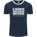 Too Many Bicycles Said No Cyclist Cycling Mens Ringer T-Shirt FotL Navy Blue/White