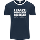 Too Many Bicycles Said No Cyclist Cycling Mens Ringer T-Shirt FotL Navy Blue/White