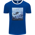 A Deep Sea Scuba Diver Diving Mens Ringer T-Shirt FotL Royal Blue/White