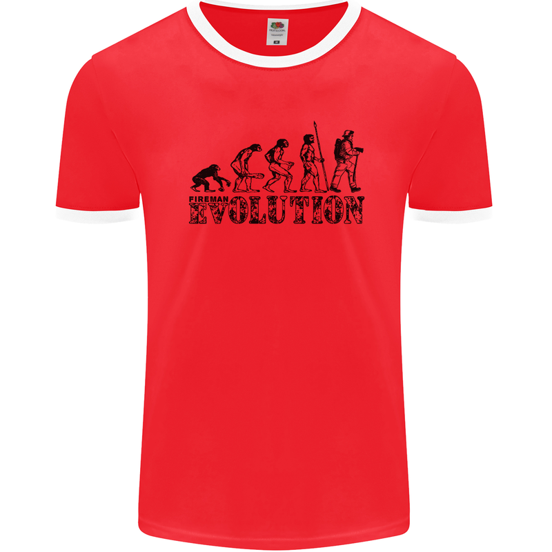 Fireman Evolution Mens Ringer T-Shirt FotL Red/White