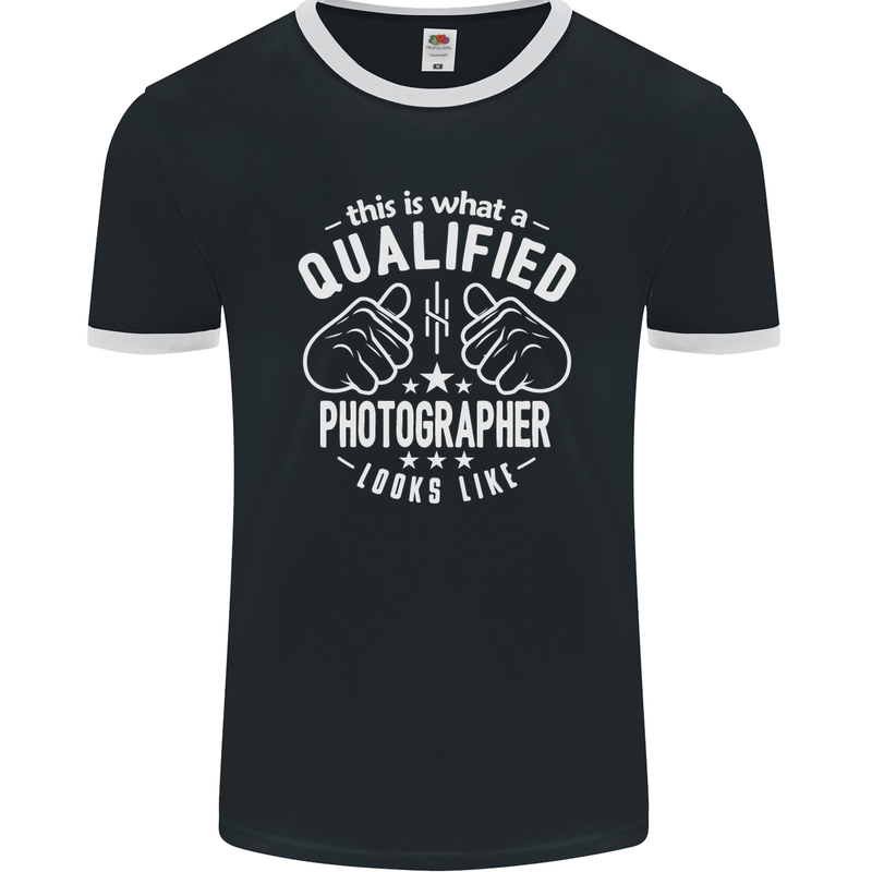 A Qualified Photographer Looks Like Mens Ringer T-Shirt FotL Black/White