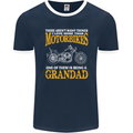 Being a Grandad Biker Motorcycle Motorbike Mens Ringer T-Shirt FotL Navy Blue/White