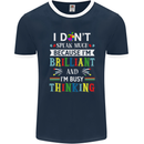 Brilliant & Busy Thinking Autism Autistic Mens Ringer T-Shirt FotL Navy Blue/White