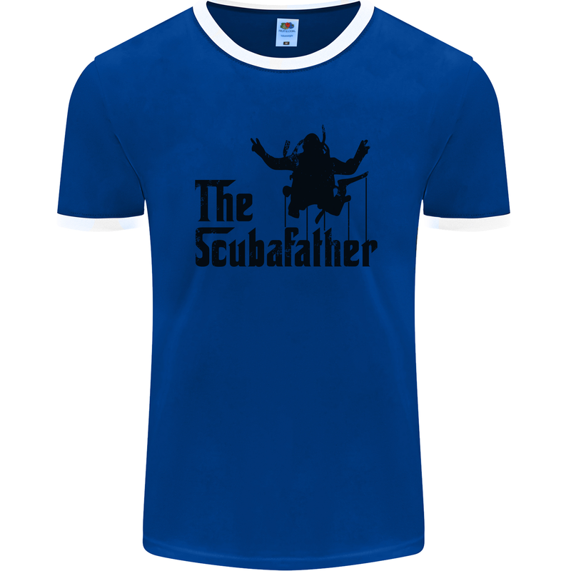 The Scuba Father Day Funny Diver Diving Mens Ringer T-Shirt FotL Royal Blue/White