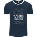 60th Birthday 60 Year Old Geek Funny Maths Mens Ringer T-Shirt FotL Navy Blue/White