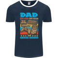 Dad Gamer Legend Fathers Day Gaming Funny Mens Ringer T-Shirt FotL Navy Blue/White