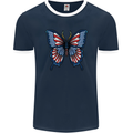 American Butterfly Flag USA July 4th Mens Ringer T-Shirt FotL Navy Blue/White