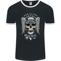 Bad 2 the Bone Biker Skull Angel Motorcycle Mens Ringer T-Shirt FotL Black/White