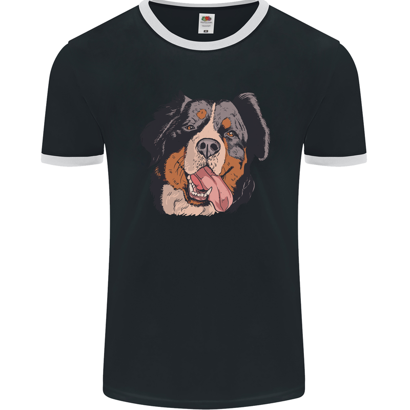 Bernese Mountain Dog Mens Ringer T-Shirt FotL Black/White