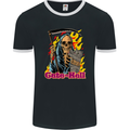 Cute Hell Cat Grim Reaper Skull Halloween Mens Ringer T-Shirt FotL Black/White