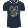 Custom Motorcycle Biker Motorbike Mens Ringer T-Shirt FotL Navy Blue/White