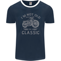 I'm Not Old I'm a Classic Motorcycle Biker Mens Ringer T-Shirt FotL Navy Blue/White